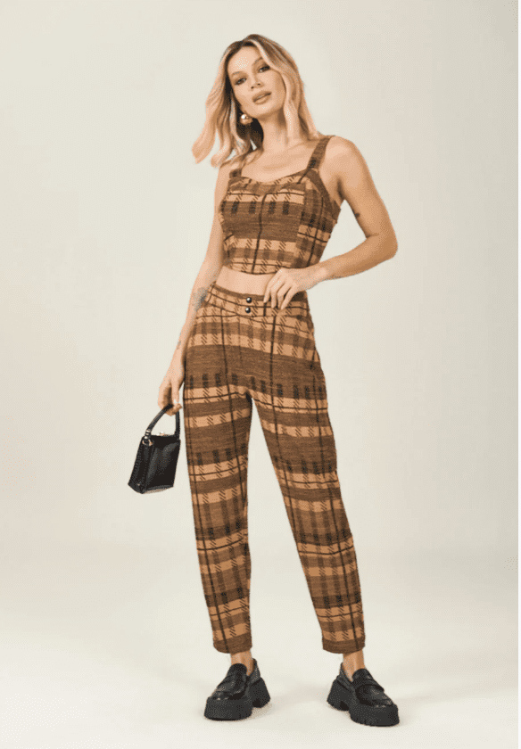 Calça em malha Tweed London Doce Trama