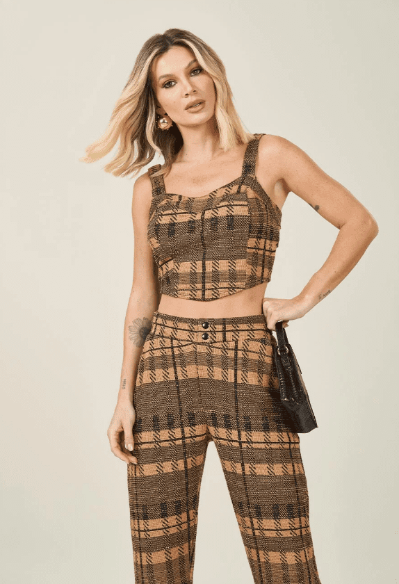 Calça em malha Tweed London Doce Trama