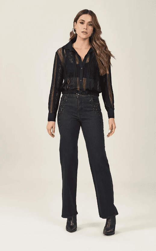 Calça Mon em Jeans Black