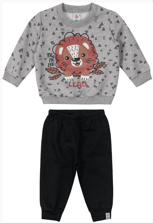Conjunto Leão em Moletom Zig Zig Zaa